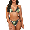 Customized Logo Plus Size Hawaiian Leaves Custom Pattern Bandage Swimsuit Set Two Piece Set Padded Halter Womens Swimwear Bikini