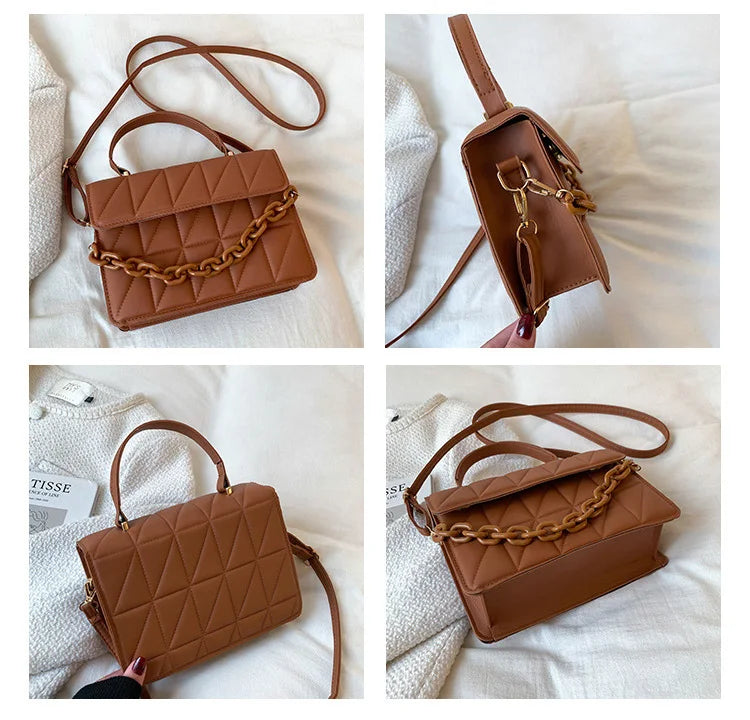 Trendy Plaid Women Shoulder Bag Fashion Chain Crossbody Bags Brand Designer Handbags and Purses Small Flap Top Handle Bags