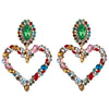 KMVEXO New Shiny Crystal Rhinestone Heart Pendant Dangle Earrings 2023 For Women Jewelry Fashion Statement Earrings Accessories