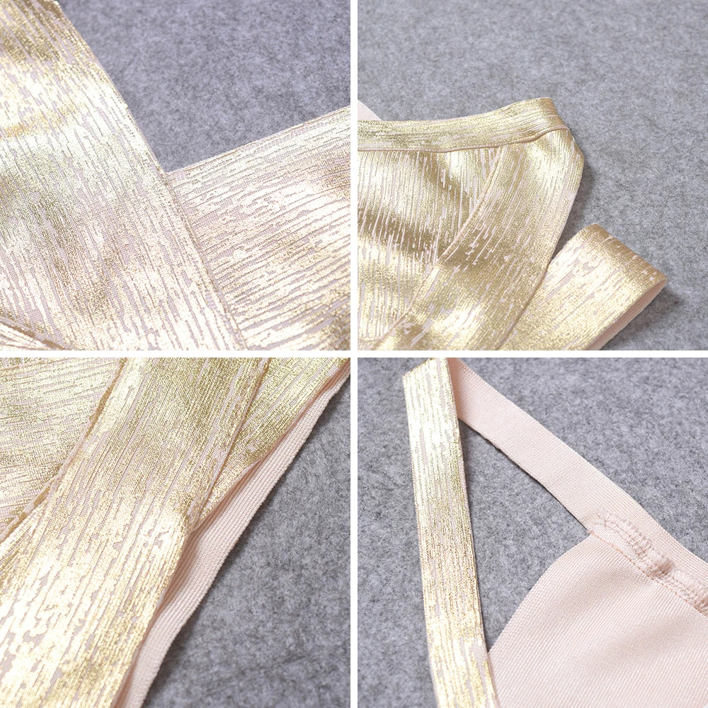 BEAUKEY Sexy Short Metalic HL Bandage Crop Top Women Vest Gold Silver  XL Camis Bodycon Club Party Tank Top  Wholesale