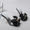 Transparent Slippers For Women 2025 Summer Fashion Pink Butterfly-knot Designer Sandals Clear Heels Size 46 Female Shoes
