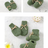 Baby Shoes + Gloves Set Knit Newborn Girls Boys Boots Mitten Fashion Butterfly-knot Toddler Infant Slip-On Bed Shoes Hand Made