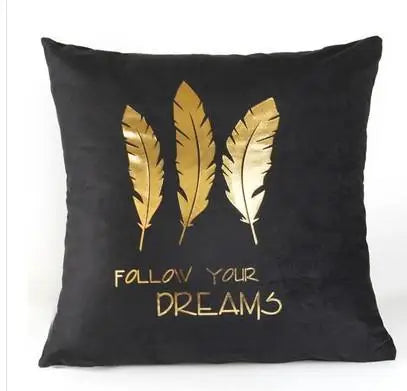 Black Bronzing Gold Foil Pillowcase Super Soft Velvet Cushion Decorative Pillow Home Decor Sofa Throw Pillows Christmas Gift 17