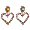 KMVEXO New Shiny Crystal Rhinestone Heart Pendant Dangle Earrings 2023 For Women Jewelry Fashion Statement Earrings Accessories