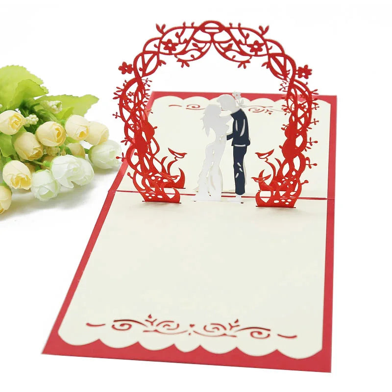 3D Pop Up Love Card with Envelope Valentines Day Birthday Anniversary Greeting Cards for Couples Wife Husband Handmade Gifts