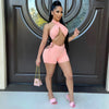 Two Piece Sets for Women Ruched Bandage Criss Cross Solid Women 2024 Spring Backless Club Crop Top and Shorts Matching Set