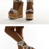 Eilyken Summer Solid White Platform Wedges Sandals Women Fashion High Heels Ankle Strap Ladies Open Toe Shoes