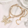 Iced Out Crystal Rhinestones Butterfly Pendants Anklet Chain For Women Multi-layer Big Rhinestones Tennis Chain Ankle Jewelry
