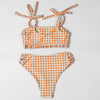 ZTVitality Blue Plaid Bikinis Push Up Bikini 2020 Newest Padded Bandage Swimsuit High Waist Cross Hollow Out Sexy Swimwear Women