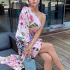Floral Print Ruffle Skirt And Top Two Piece Set Elegant Women Summer Skirt Matching Suit Office Lady Chic Trumpet Skirt Outfits