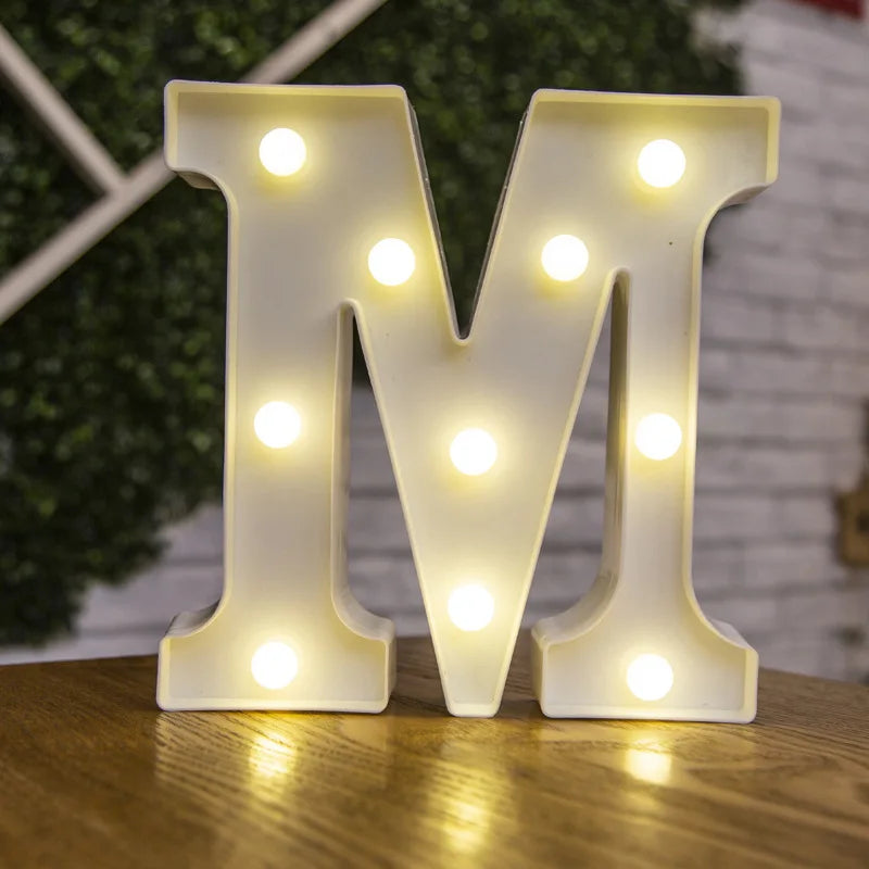 Luxury Alphabet Letter LED Lights Luminous Number Lamp  Battery Night Light for Home Wedding Birthday Christmas Party Decoration