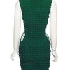 Kliou Stunning Stacked Mini Dress Women Sexy Solid Mock Neck Sleeveless Draw String Bodycon Party Clubwear Elegant Female Skirt