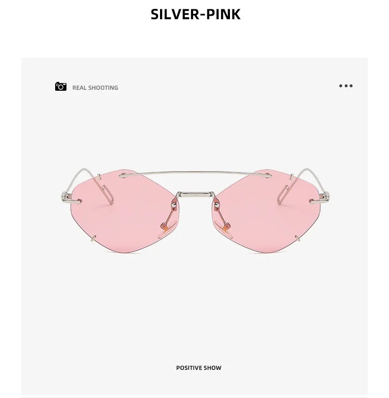 Rimless Diamond Sunglasses Square Women Men Retro Sun Glasses Brand Designer Eyewear UV400 Shades Oculos Female Gafas