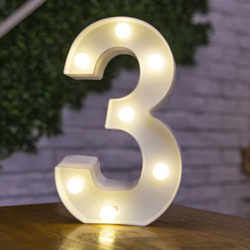 Luxury Alphabet Letter LED Lights Luminous Number Lamp  Battery Night Light for Home Wedding Birthday Christmas Party Decoration