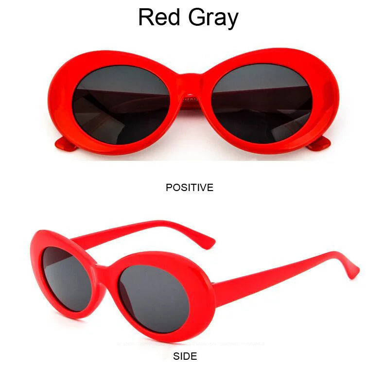 Kurt Cobain Retro Oval Sunglasses Man Vintage Fashion Brand Sun Glasses Classic White Black Lentes De Sol Mujer