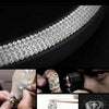 Universal PU Leather Car Steering Wheel Cover Bling Rhinestone Crystal Car Interior Decro with Crystal Crown Accessories Black