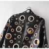 Lautaro Runway Cut Out Short Faux Leather Jacket Golden Rivet Cool Stylish Designer Clothes Women European American Fashion 2022