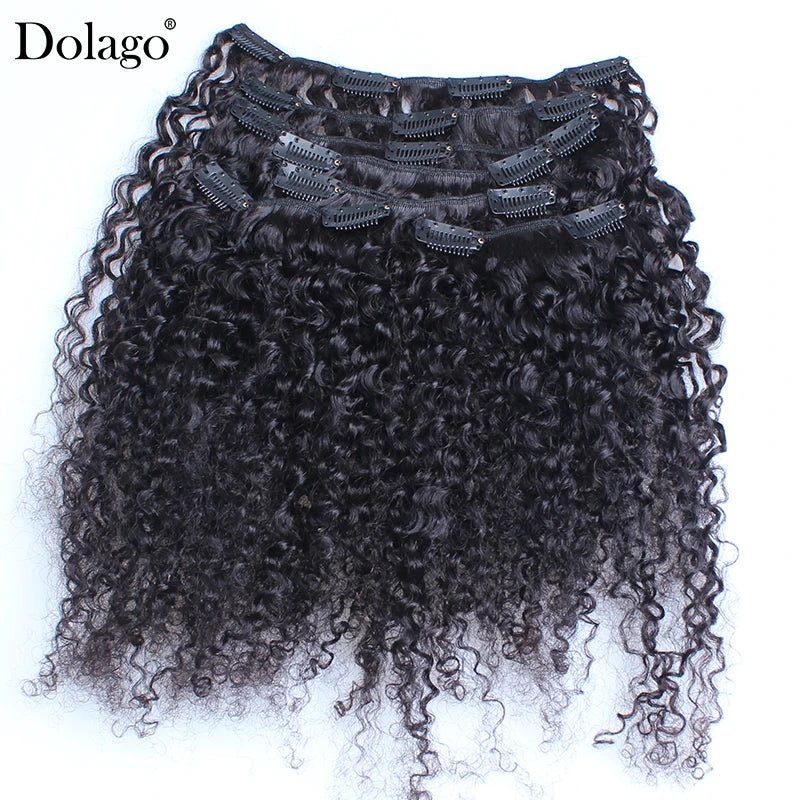 3B 3C Kinky Curly Clip In Hair Extensions Human Hair Afro Kinky Curly Clip Ins Bundles For Black Women 4A Dolago Full Head Sets
