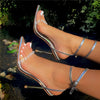 Eilyken Crystal Sexy Women Sandals Metal High Heels Ankle Buckle Strap Gladiator Ladies Pumps Stiletto Nightclub Party Shoes