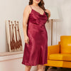 Large size Women's Sleepwears Dress Homewear Solid Thin Satin Nightdress Summer Sleepwear Sexy Plus Size Dresses Nightgown
