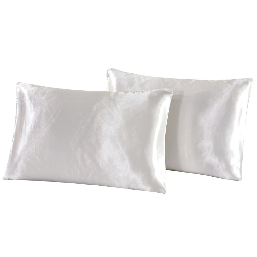 1Pc Queen Satin Silk Pillowcase Pillow Case Cover Home Bedding Smoothy Pillow Rectangle Bedding Pillow