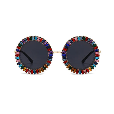 Luxury Brand Designer Round Diamond Sunglasses Women Fashion Vintage Party Travel Steampunk Sun Glasses Sexy Ladies Shades UV400
