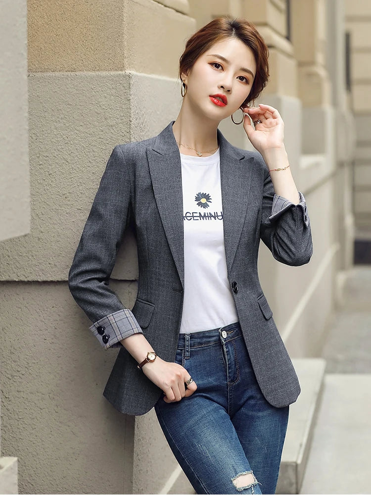 HIGH QUALITY Fashion 2020 Design Blazer Jacket Women's Green Black Blue Solid Tops For Office Lady Wear Size S-4XL
