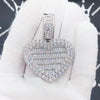 In Stock Iced Out Bling Women Jewelry 5A White Cubic Zirconia Heart Shaped Pendant Necklace With Tennis Box Chain