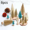 8-Piece Mini Christmas Tree Sisal Silk Cedar - Decoration Small Christmas Tree - Gold Silver Blue Green White Festive Tree