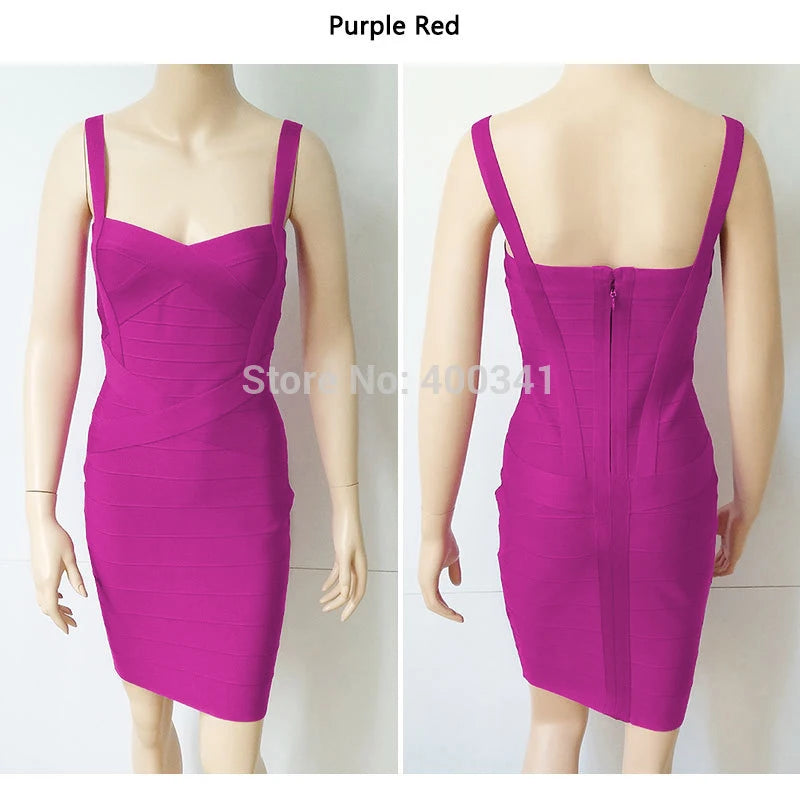 2025 New Women Sexy Spaghetti Strap Rayon HL Elastic Celebrity Bandage Dress Bodycon Mini Club Evening Party Dresses Drop Ship