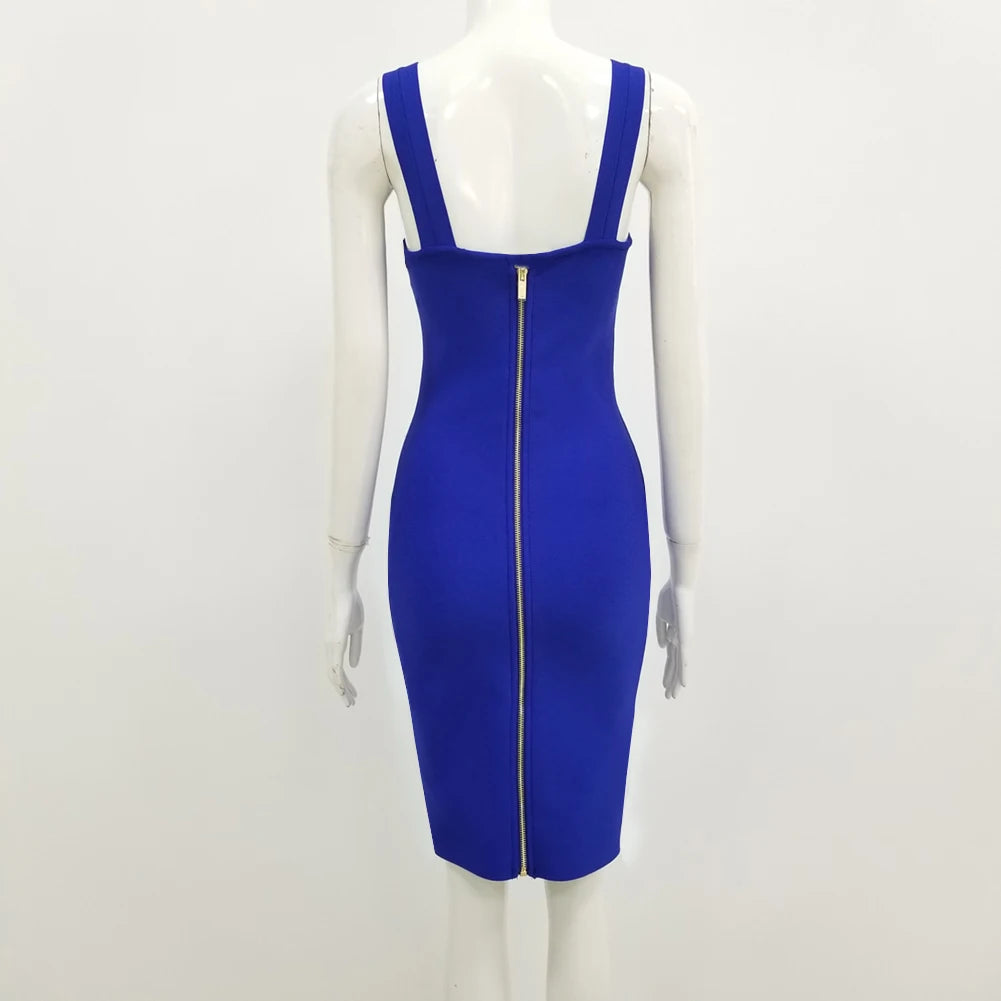 Women Summer Fashion Sexy V Neck Backless Button Red Black White Bodycon Bandage Dress 2022 Designer Evening Party Dress Vestido