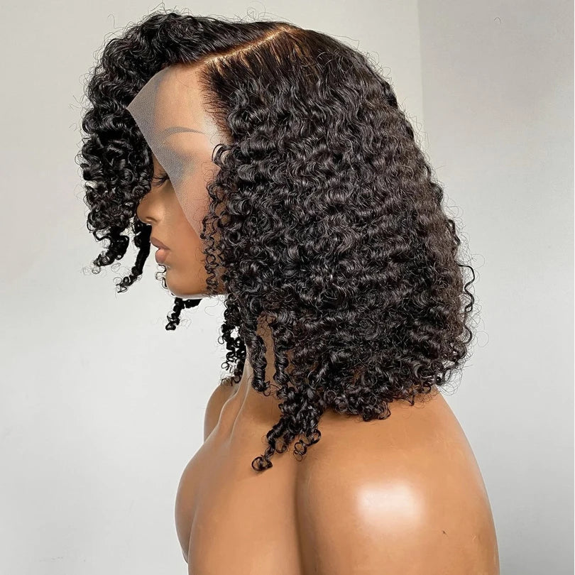 16inch 180% Density Kinky Curly Silk Base Full Lace Wig Peruvian Curly Silk Top Full Lace Human Hair Wigs For Women