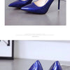 HOT Plus Size 34-44 HOT Women Shoes Pointed Toe Pumps Patent Leather Dress High Heels Boat Shoes Wedding Shoes Zapatos Mujerd76