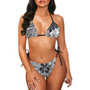 Customized Logo Plus Size Hawaiian Leaves Custom Pattern Bandage Swimsuit Set Two Piece Set Padded Halter Womens Swimwear Bikini