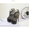 2024 New Summer Platform High Heels Sandals Women Sexy Peep Toe Pumps Fashion Rivet Decoration Ladies Party Pole Dance Shoes