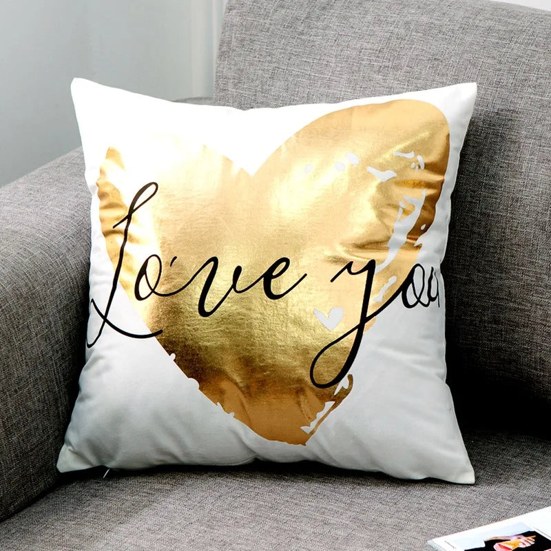 Love Black And White Bronzing Cushion Decorative Pillows Gold Foil Geometric Pillowcase Home Decor Sofa Throw Pillow 17*17inch