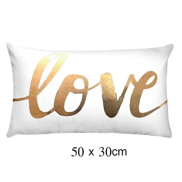 Love Black And White Bronzing Cushion Decorative Pillows Gold Foil Geometric Pillowcase Home Decor Sofa Throw Pillow 17*17inch
