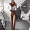 Womens Solid Color High Waist Flare Pants Ladies Trousers Bell Bottom Long Pants Black/White/Blue/Khaki/Burgundy