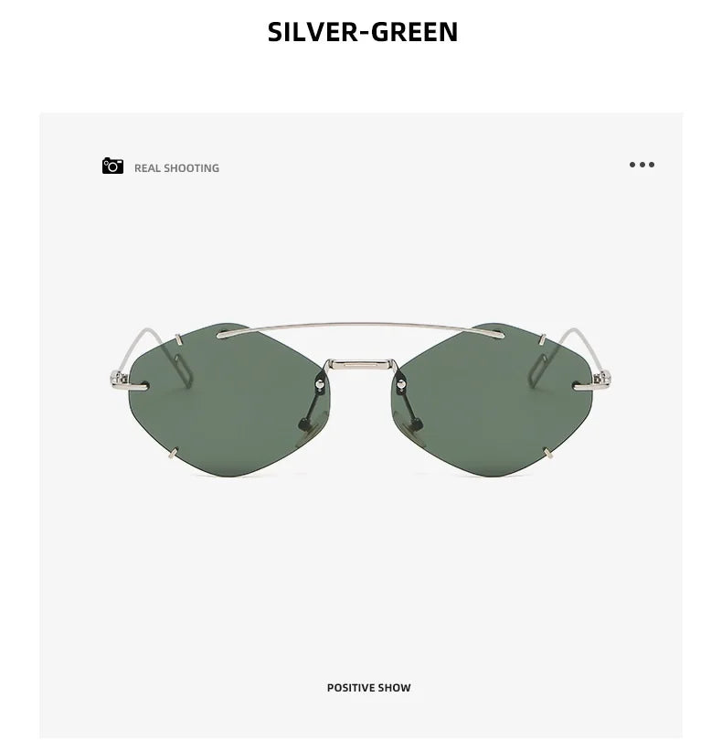 Rimless Diamond Sunglasses Square Women Men Retro Sun Glasses Brand Designer Eyewear UV400 Shades Oculos Female Gafas
