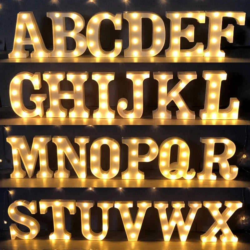 Luxury Alphabet Letter LED Lights Luminous Number Lamp  Battery Night Light for Home Wedding Birthday Christmas Party Decoration