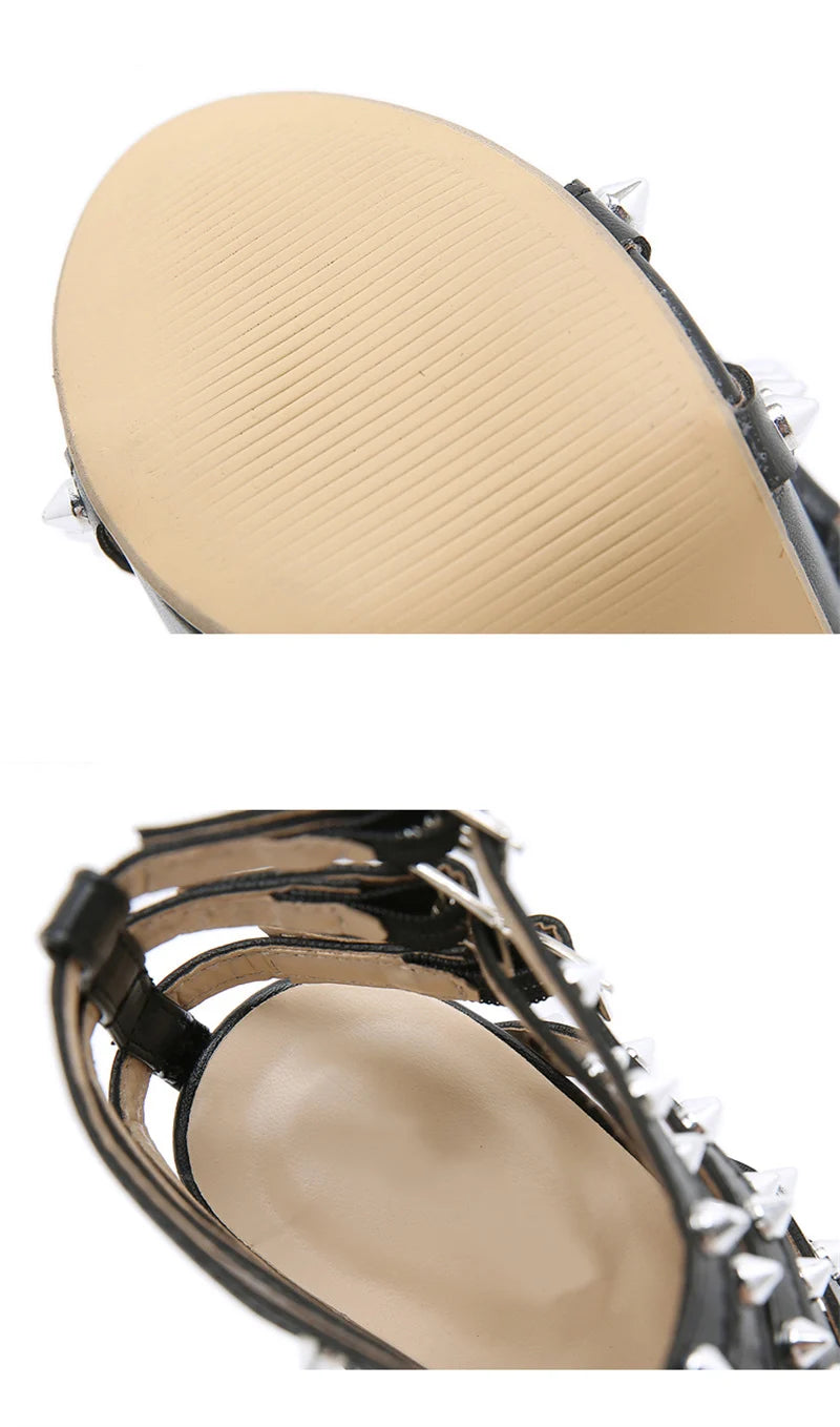 2024 New Summer Platform High Heels Sandals Women Sexy Peep Toe Pumps Fashion Rivet Decoration Ladies Party Pole Dance Shoes