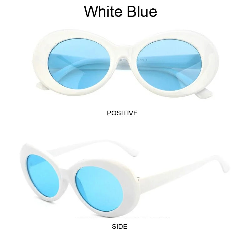 Kurt Cobain Retro Oval Sunglasses Man Vintage Fashion Brand Sun Glasses Classic White Black Lentes De Sol Mujer