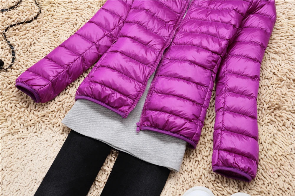 Women Puffer Jacket 15 Colors Plus Size 5XL 6XL 7XL 2025 New Spring Autumn Female Ultra Lightweight Packable Hooded Down Coats