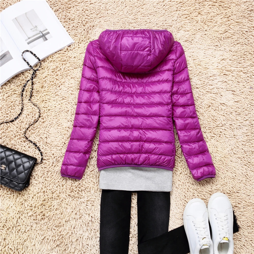 Women Puffer Jacket 15 Colors Plus Size 5XL 6XL 7XL 2025 New Spring Autumn Female Ultra Lightweight Packable Hooded Down Coats