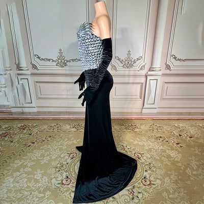 Novance Y4065 Elegant Evening Dress 2024 With Gloves Women'S Clothing Sexy Club for Party Strapless Clothing Luxury