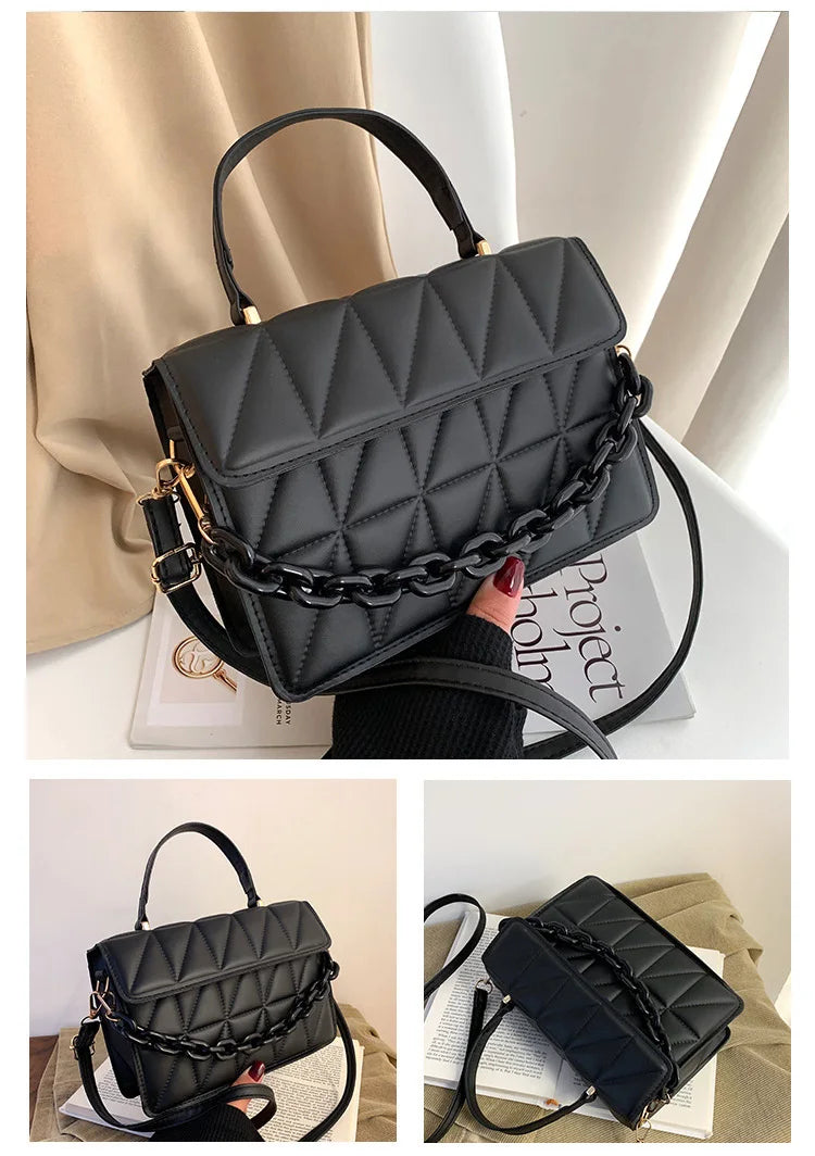 Trendy Plaid Women Shoulder Bag Fashion Chain Crossbody Bags Brand Designer Handbags and Purses Small Flap Top Handle Bags