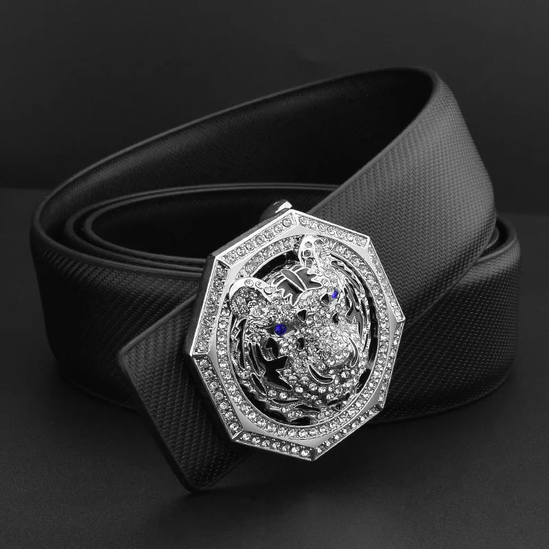2022 new tiger Golden buckle luxury brand ceinture homme Casual belt men genuine leather Waist Strap wide Waistband High Quality