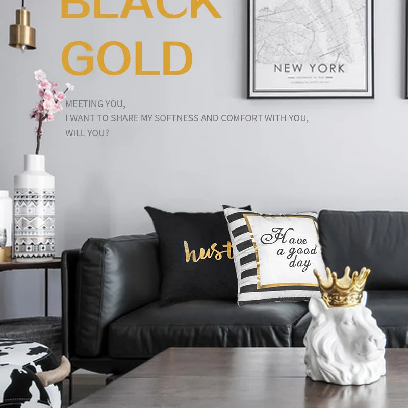 European Classical Bronzing Gold Foil Cushion Decorative Pillow Golden Leaves Home Decor Sofa Throw Pillow Almofadas Decorativas