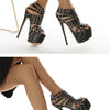 2024 New Summer Platform High Heels Sandals Women Sexy Peep Toe Pumps Fashion Rivet Decoration Ladies Party Pole Dance Shoes