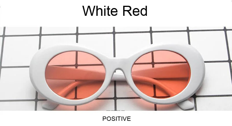 Kurt Cobain Retro Oval Sunglasses Man Vintage Fashion Brand Sun Glasses Classic White Black Lentes De Sol Mujer